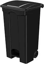 Maxkon 87L Pedal Rubbish Bin Kitchen Dustbin Plastic Waste Trash Can Garbage with Wheels & Flip Top Lid Black