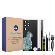 Samsung Galaxy S23 Ultra Compatible Charging Port & Back Cover Lens Installed Replacement DIY Repair Tools Kit
