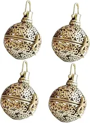 KALLORY 2sets 4pcs Decorative Aroma Pendant Necklace Retro Hanging Diffuser Balls for Essential Oils Fragrance Unique Aromatherapy Jewelry for The Go 4pcs*2