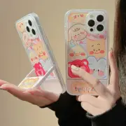 Cute Bear With Stand Silicone Cover F iPhone 16 15 14 13 12 11 Pro Max Plus Case