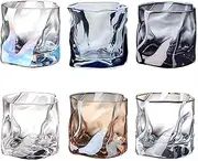 Blissora Stemless Thick Twisted Whiskey Glasses Set of 6 200ml Glassware, Cocktail Glasses, Crystal Wine Glass for Bourbon Scotch Gin Rum Champagne Margarita Martini, Unique Charm Valentines Gift