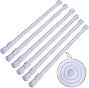 SIQUK 6 Pack Cupboard Bars Adjustable Spring Tension Rods White Refrigerator Bar Extendable Rod for DIY Projects, 12 to 20 Inches
