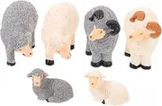 Kisangel 6Pcs Mini Sheep Figurines Animal Decor for Micro Landscape Adorable Farm Style Ornaments for Desktop and Fairy Garden Decoration