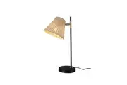 Lisa Classic Woven Rattan Shade Table Lamp Light Black Natural