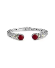 Samuel B. 18K & Silver Coral Bangle Bracelet