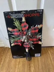 Buffalo Plaid Snowflake Christmas Tree Topper Holly Pinecone