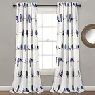 Lush Decor, Navy Rowley Birds Curtains Room Darkening Window Panel Set for
