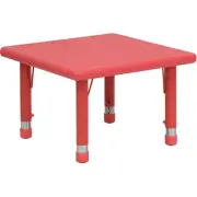 Flash Furniture 24" Square Height Adjustable Plastic Activity Table In Red