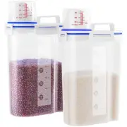 2 Pcs Set Rice Dispenser Storage Containers, 10 Lbs Small Rice Bucket with Me...
