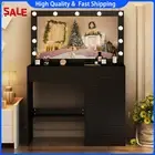 Vanity Table Black with 11 LED Light Mirror and 5 Storage Drawers Dressing