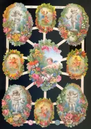 VICTORIAN STYLE DIE CUT PAPER SCRAPS CHERUBS ef7364 GERMANY
