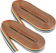 MERRYHAPY 10 Ribbon Cable 10m Flat Ribbon Jumper Cable 2 Rolls Safe Sturdy for Internal Office Wiring