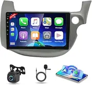 4G+64G Android 14 Car Stereo Radio 10 Inch for Honda Jazz Fit 2007-2013 Portable Double Din Car Radio with Wireless Carplay Android Auto HD Touchscreen GPS WiFi FM RDS Bluetooth Backup Camera