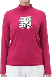 [MU SPORTS エムユー スポーツ] MU Sports 701W6418 2018AW Crossword Motif, Long Sleeve, High Neck, Deep Pink, 42