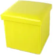 Storage Stool Cushion Pouffe Ottoman Chairs Toy Box Chest Removable Cover Soft Seat (Color : Bright Yellow)