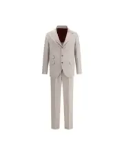 Brunello Cucinelli Linen Cotton Suit TwoPiece Men Beige Suits & Blazers