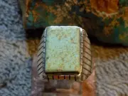 New Mens Ring Size 10 1/2 Sterling Silver #8 Nevada Turquoise Navajo Trevor Jack