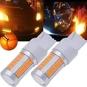 Suesacy 7440, T20 Led Bulbs Amber Yellow 900 Lumens Super Bright Turn Signals Light Brake Stop Parking Light Back Up Reverse Light Tail Light Bulb DC 12V 3.6W (Pack of 2)