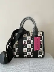 Betsey Johnson XOLEE Dogs Checkered Crossbody Satchel Bag & Coin Purse NWT $88