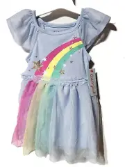 Girls 12 Month Light Blue Jumper Dress Tutu Rainbow Stars Target Cat & Jack