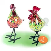 Glass Rooster Figurine,Chicken Lovers Gifts,Red Murano Art,Hand Blown Glass A...