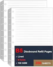 (2 Pack) 9 Disc Lined Refills for Happy Planner, Classic Size Discbound Lined Refill Paper, Loose-leaf Discbound Inserts, 200Sheets / 400Pages, 100gsm Paper, 7x9.25 Inch