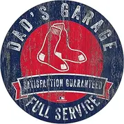 Fan Creations MLB Boston Red Sox 12" Round Dad's Garage Wood Sign