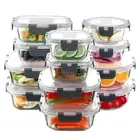 Food Storage Glass Containers Set of 12 with Locking Lids, Multi-Size, Airtig...