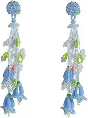[RYEPOLNIX] Handmade Earrings Gentle Blue Bell Orchid Flower Beaded Tassel Earring Summer Beach Sweet Cute Cool Girl Party Earrings/666