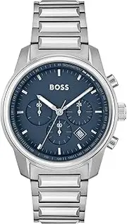 [HUGO BOSS] Men's Trace 1514007 Qtz Fashion Chrono Watch, Blue Dial, 44mm