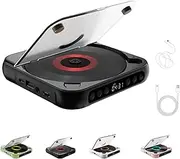 Portable Bluetooth-Compatible CD Player, Home Rechargeable Compact Player, Built-in HiFi Speakers with Timer and LCD Screen Display, Supports CD/AUX/USB and Repeat Modes (Black)