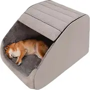 Extra Large Dog Bed House, Cozy Dog House Indoor, Plush Dog Cave Bed Crate Cushion with Non-Slip Bottom for Medium Large Dogs (Grey, XL)