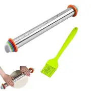 Rolling Pin, Adjustable Roller Pin with 4 Size Removable Thickness Rings + Oi...