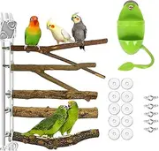 6 PCS Bird Parrot Perches for Cage Pepper Tree Bird Toys Natural Tree Branches Parrot Bird Perch Wood Suitable for Budgies, Lovebirds, Finches, Bird Cages Accessories Add a Bird Food Rack