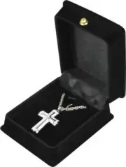 White & Silver Cross Pendant Urn w/20" chain & black velvet display box