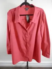 Womens Blouse Size 24 Long Sleeve Autograph Cotton Elastane Hot Pink Stretch New