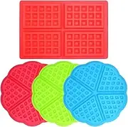 Sonku 4 Pcs Waffle Mold, Silicone Heart-Shaped Square-Shaped Waffle Baking Molds Muffin Pans Chocolate Bread Pie Flan Bakeware
