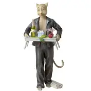 Kurt Adler Alley Cats Resin Dante Breakfast in Bed Table Piece, 8-Inch