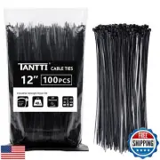 Zip Ties 12 inch, Black Zip Ties 100 pack, 40lb, Cable Ties, Self-locking Wir