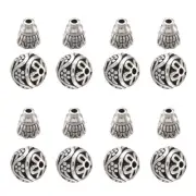 10Sets/20pcs 11mm 3 Hole T-Drilled Silver Buddhist Guru Prayer Loose Beads Set