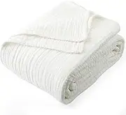 Carriediosa 100% Cotton Muslin Throw Blanket 108" X 90" King Size，4-Layers Summer Gauze Throws for Bed Couch，Soft Lightweight Breathable Linen Blankets Bedspread for Adults All Season，White
