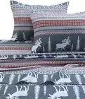 WIRE170SHEETQU Winter Reindeer Flannel Deep Pocket Sheet Set, 3Pieces, Queen