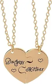 [Kefley] Mother Daughter Necklace Set for 2 Gold Matching Necklaces Gifts for Daughter Birthday Gifts from Mom Mothers Day Gift from Daughter Mama Puzzle Heart Necklaces for Step Daughter StepMom