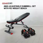 Powertrain 48KG Adjustable Dumbbell Set (Red) with FID Weight Bench