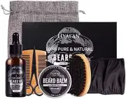 Beard Kit for Men Grooming, 7-Piece Beard Care Kit with Beard Oil, Beard Balm, B