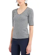 Emporio Armani Stretch Jersey Top with Geometric Jacquard Motif