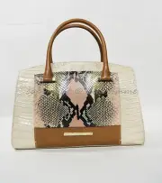 NWT Brahmin Greta Satchel/Shoulder Bag in Rose Solstice Tri-Texture / Tri-Color