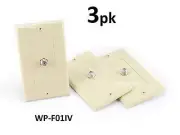 3-PACK Leviton Decora TV Antenna F-Plug 75ohm Flush Mount Wall Plate, Ivory