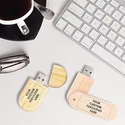 Personalized USB Flash Drive, 50 Pack Custom Wooden Pen Drive USB 2.0 Memory Stick Thumb Drive, Ideal for Business Events, Corporate Gifts, Promotional Giveaways (128 MB,Without Box)