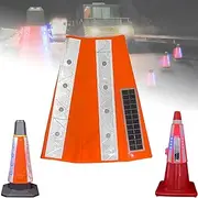 Traffic Cone Reflective Sleeve,Led Light-Emitting Construction Warning Road Cone Cover,Solar Road Cone Cover,Night-Illuminated Warning Cone Set,for Indoor and Outdoor Usage(Diameter 17.8CM)